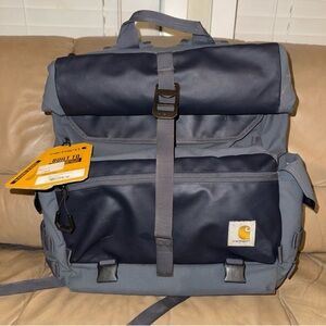 Carhartt 40L Nylon Roll Top Backpack • Blue/Gray • NWT